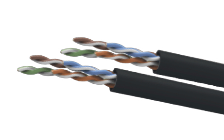 Bobina UTP CAT5e para exterior sin GEL - 4 pares, 24 AWG, bobina de 305 mts, 100  cobre, color negro