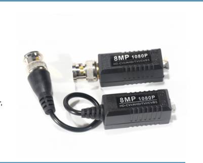 SAXXON VB-03 Par de transceptores pasivos (Video Baluns) soporta 8MP 4k a 150m - 4MP a 200m, 1080p a 250m, 720p a 300m en CVI. 2 terminales Push
