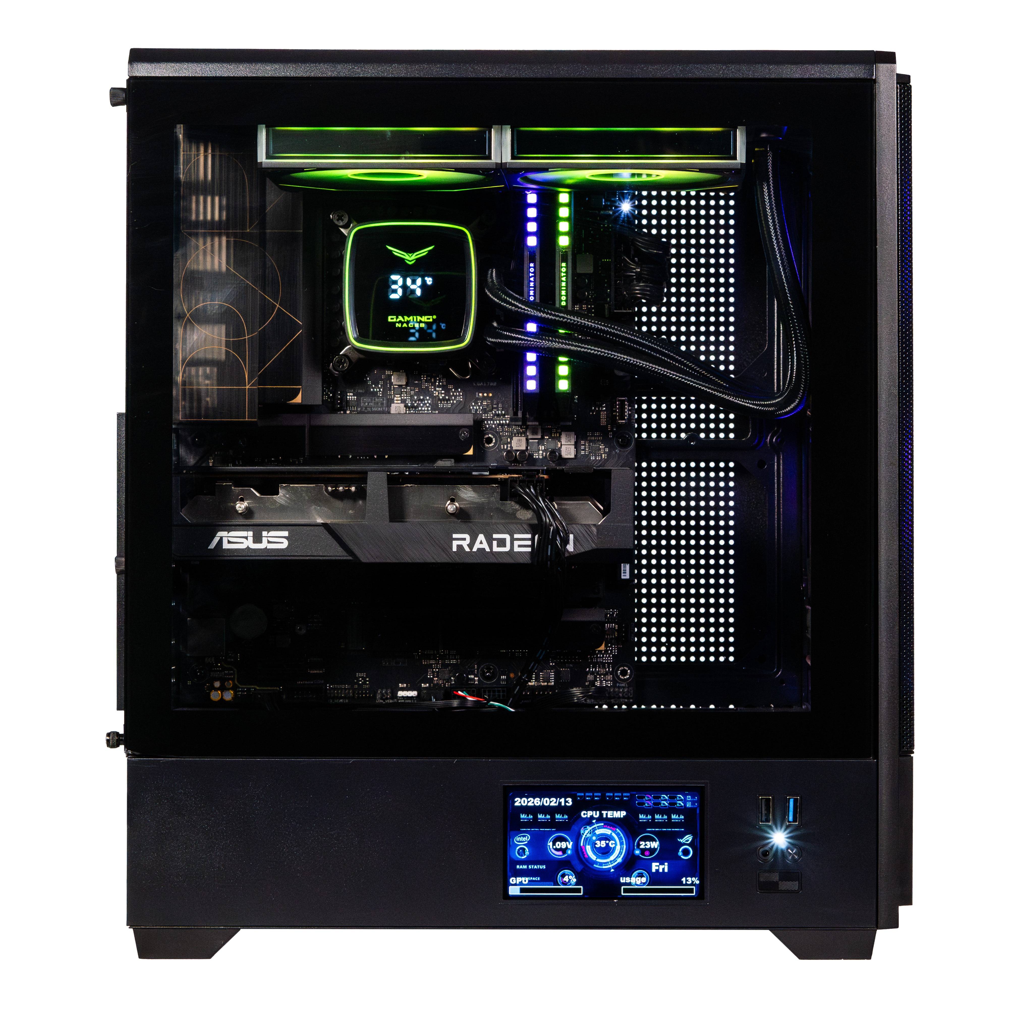 Gabinete Naceb Technology NA-0658LCD - Midi-Tower, Gabinete, Acero, E-ATX / ATX / mATX / Mini-ITX, Negro