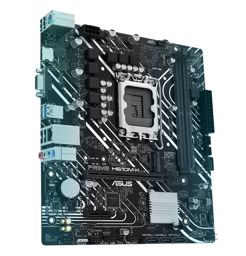 Tarjeta madre ASUS PRIME H610M-K - DDR5, 96 GB, Intel Socket LGA1700, Micro-ATX, D-Sub y HDMI
