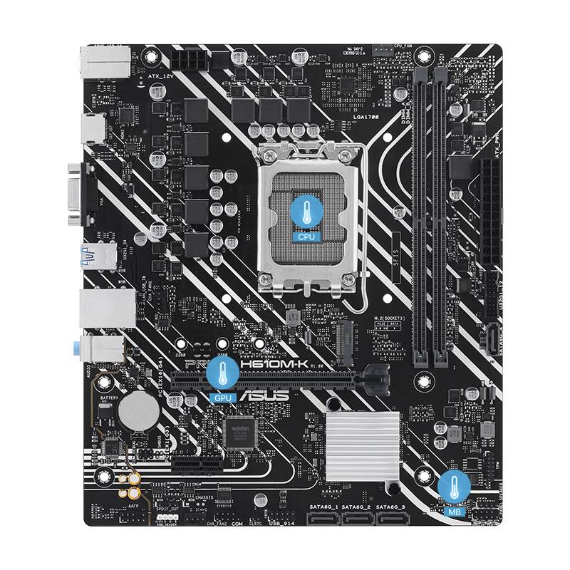 Tarjeta madre ASUS PRIME H610M-K - DDR5, 96 GB, Intel Socket LGA1700, Micro-ATX, D-Sub y HDMI