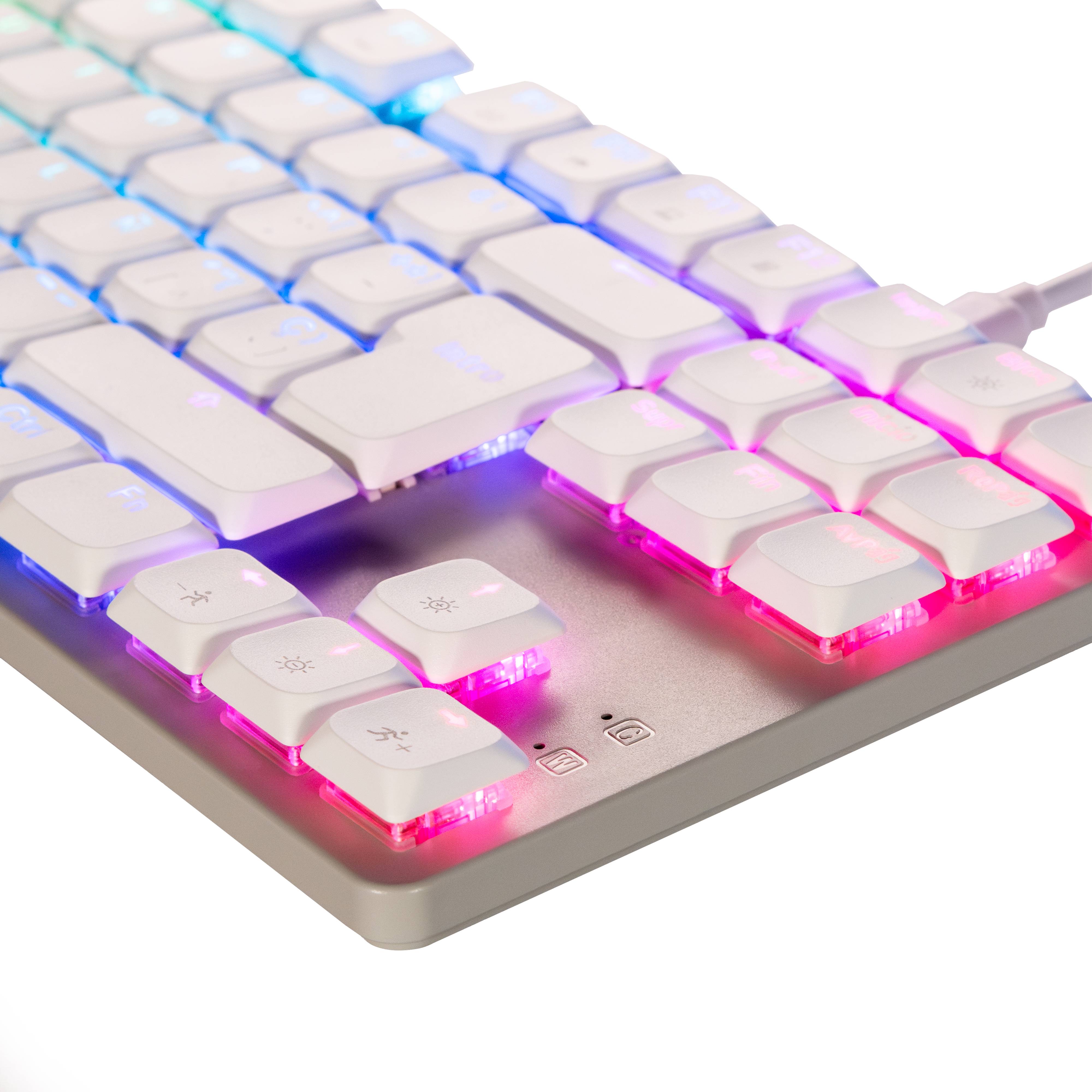NACEB TECLADO MECANICO TKL GAMER LOW PROFILE RGB 80  K1009 87 TECLAS FULL BLANCAS -