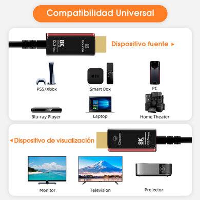 CABLE HDMI V2.1 FIBRA ÓPTICA ACTIVA - SOPORTA 8K X 4K, 30 METROS 6007969 BROBOTIX