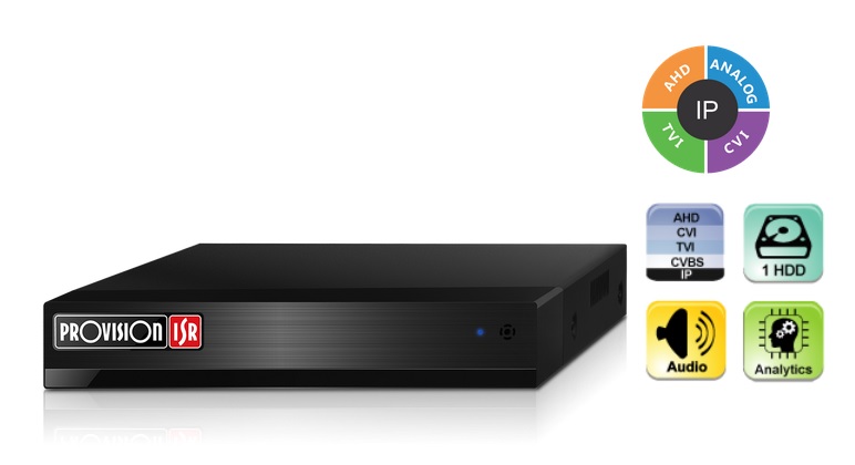 DVR Pentahibrido de 16 canales 2 MP (AHD/TVI/CVI/CVBS) + 2 CH-IP hasta 5 MP (Via red) - Dynamic Hybrid, SATA para HDD 6 TB, H.265